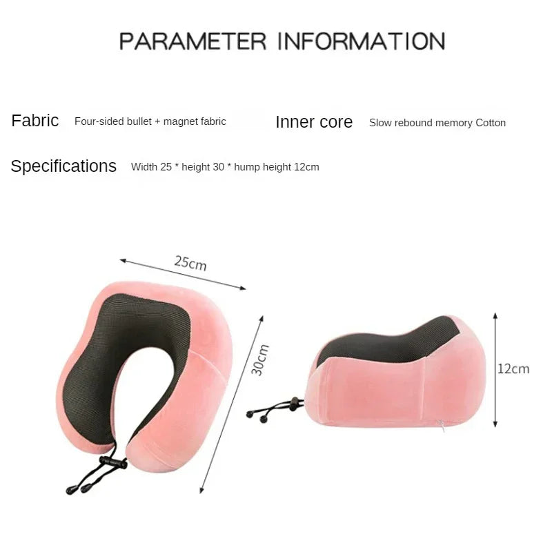 Memory Foam Travel Neck Pillow – U-Shaped Orthopaedic Support Cushion for Airplane & Home Use