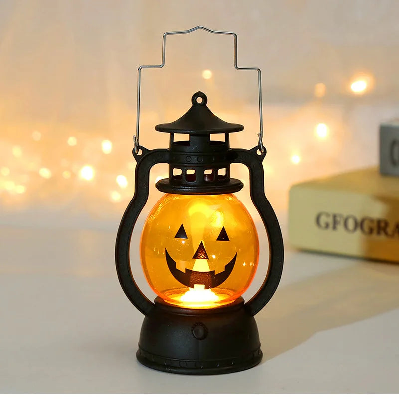 Haunted Pumpkin Lantern – Retro LED Halloween Light for Spooky Indoor & Outdoor Decor
