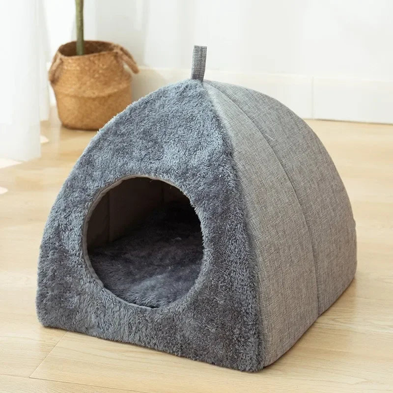 Snug Triangle Cat House – Soft Fleece Indoor Nest for Deep Sleep & Comfort