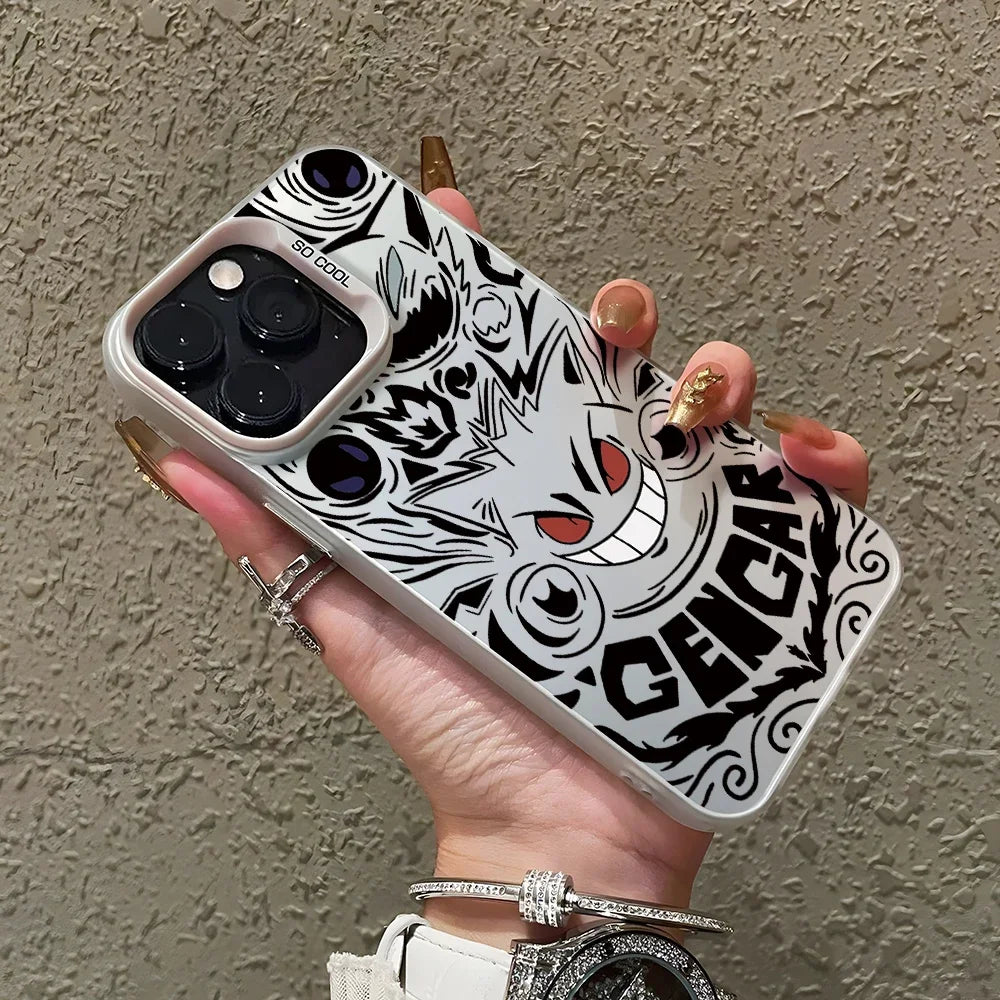 Anime Gengar Hard Case – Matte Protection with Ghostly Style. For iPhone 12 to 16 Pro Max