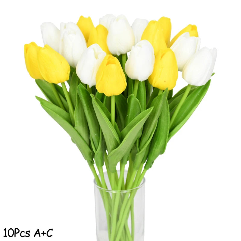 10PCS Realistic Artificial Tulip Bouquet – Everlasting Beauty in Full Bloom