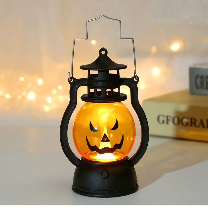 Haunted Pumpkin Lantern – Retro LED Halloween Light for Spooky Indoor & Outdoor Decor