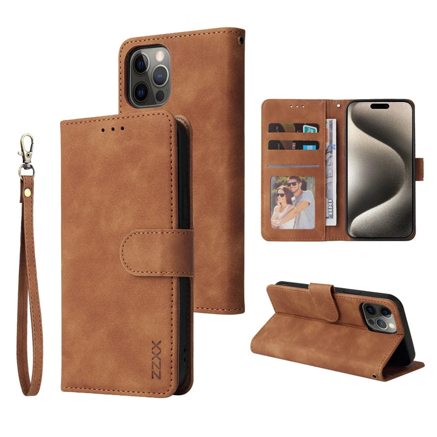 Magnetic Leather Wallet Case – Style, Safety and Smart Storage in One. For iPhone 13 to 15 Series