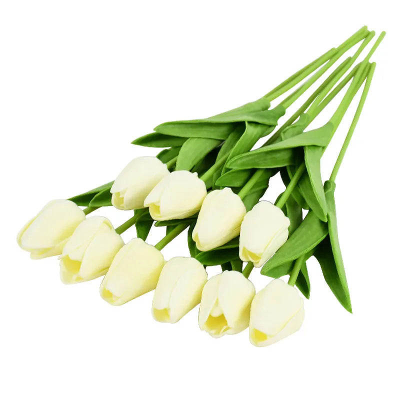 10PCS Realistic Artificial Tulip Bouquet – Everlasting Beauty in Full Bloom