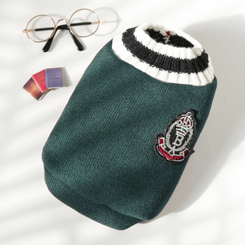 Festive V-Neck Pet Jumper – Cosy Winter Knit Sweater for Small Dogs & Cats