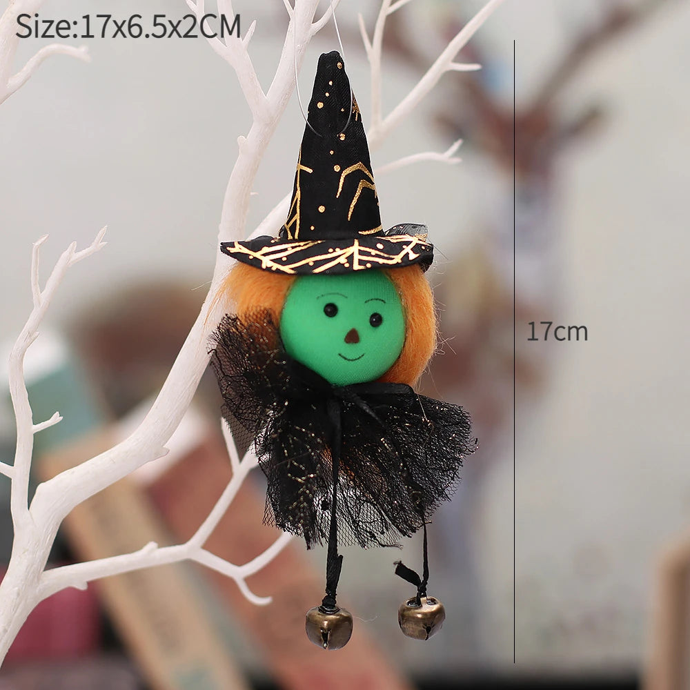 Halloween Hanging Witch & Pumpkin Dolls – Spooky Cute Tree Decorations for Home or Party