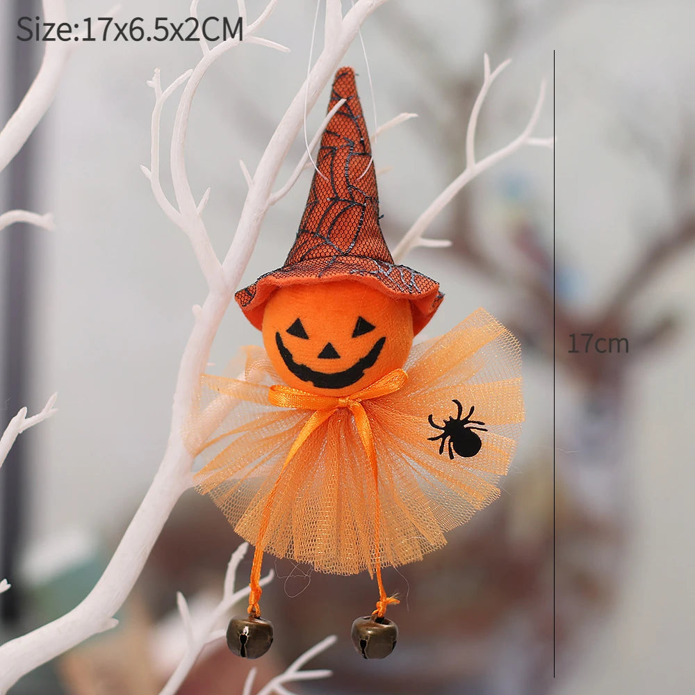 Halloween Hanging Witch & Pumpkin Dolls – Spooky Cute Tree Decorations for Home or Party