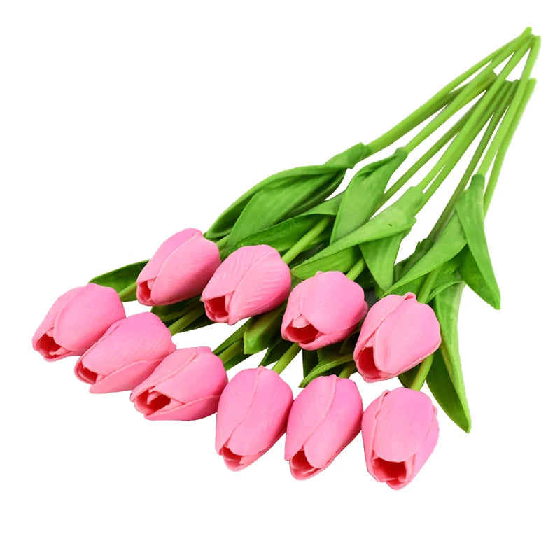 10PCS Realistic Artificial Tulip Bouquet – Everlasting Beauty in Full Bloom