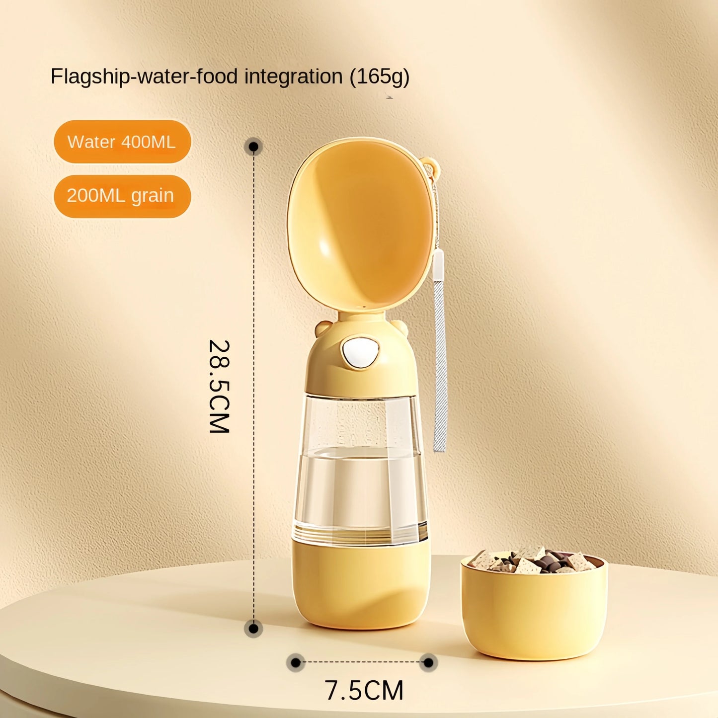 Portable Dog Water Bottle – Travel Drinking Cup with Optional 2-in-1 Food Dispenser