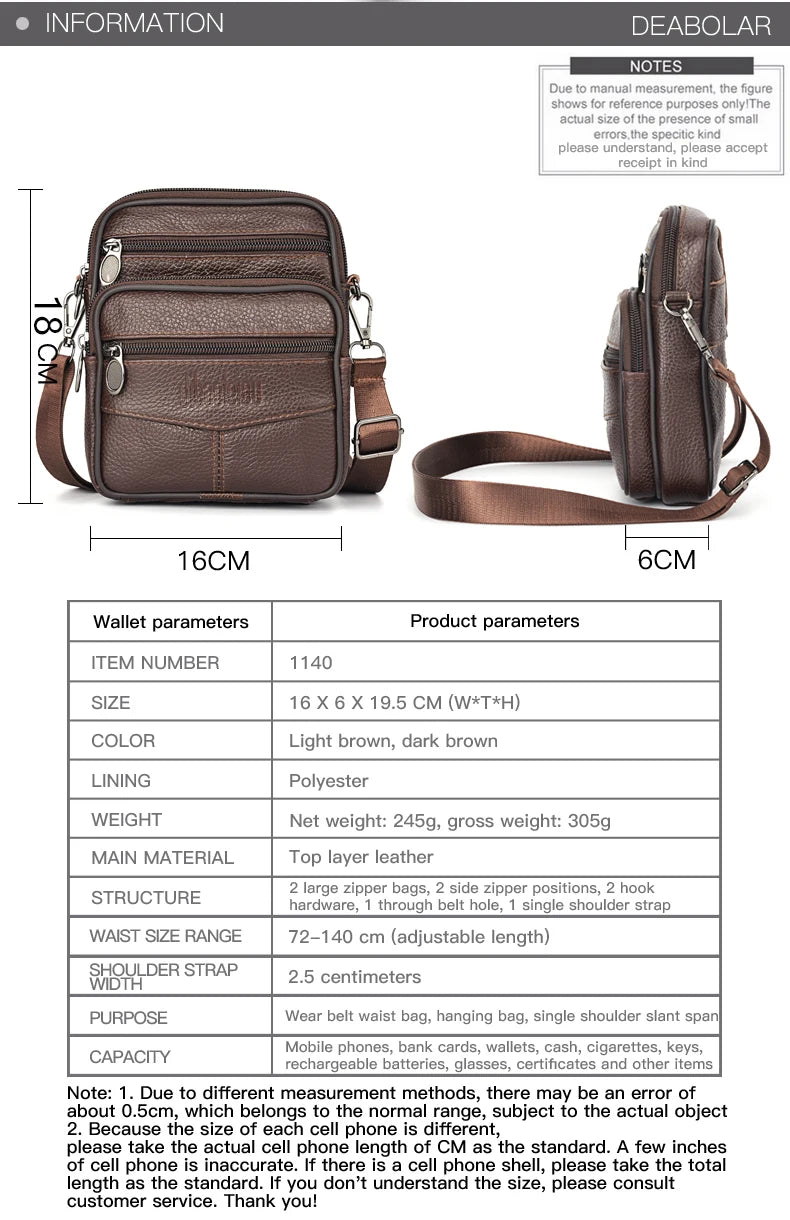 Men's Genuine Leather Crossbody Bag – Style & Practicality for Everyday Life