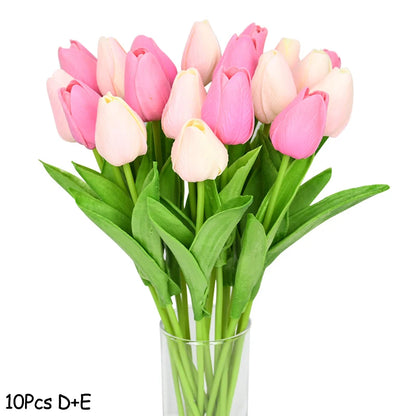 10PCS Realistic Artificial Tulip Bouquet – Everlasting Beauty in Full Bloom