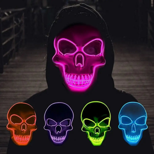LED Skull Mask – Glowing Halloween Costume for Night Parties & Cosplay