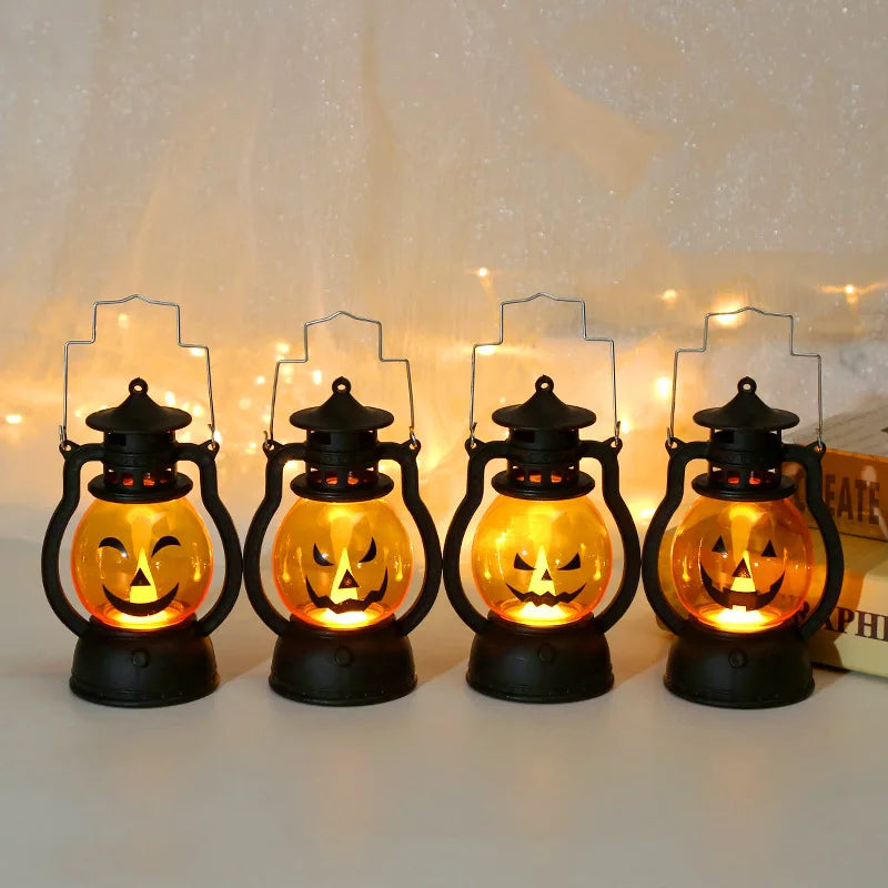 Haunted Pumpkin Lantern – Retro LED Halloween Light for Spooky Indoor & Outdoor Decor