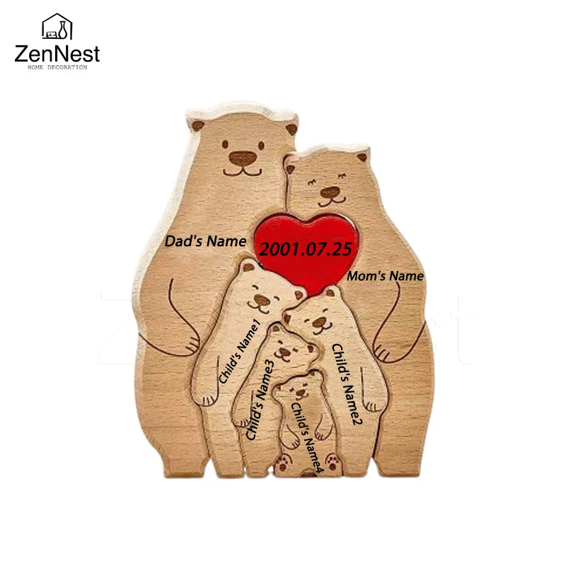 Celebrate Family with a Personal Touch – Custom Wooden Bear Puzzle