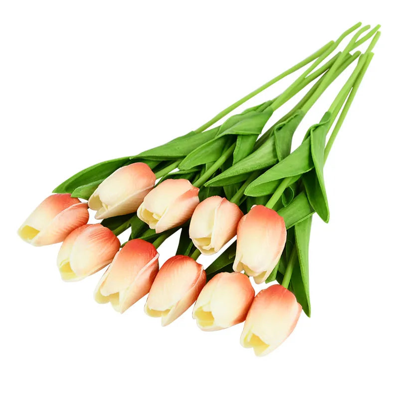 10PCS Realistic Artificial Tulip Bouquet – Everlasting Beauty in Full Bloom