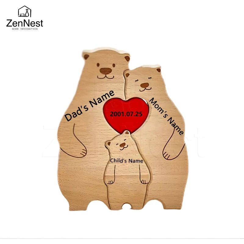 Celebrate Family with a Personal Touch – Custom Wooden Bear Puzzle