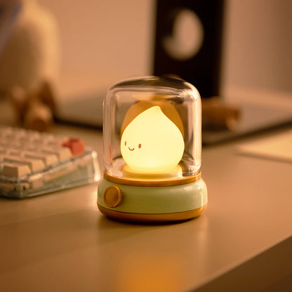 CosyGlow™ Dimmable LED Bedside Lamp – Cute, Rechargeable & Flame-Free Ambience
