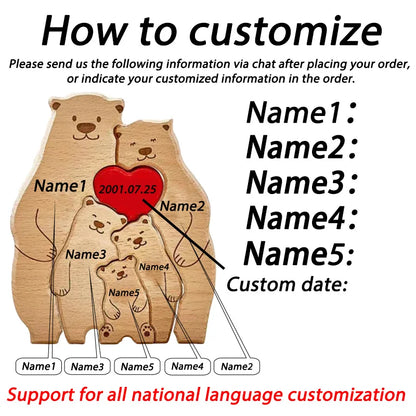 Celebrate Family with a Personal Touch – Custom Wooden Bear Puzzle
