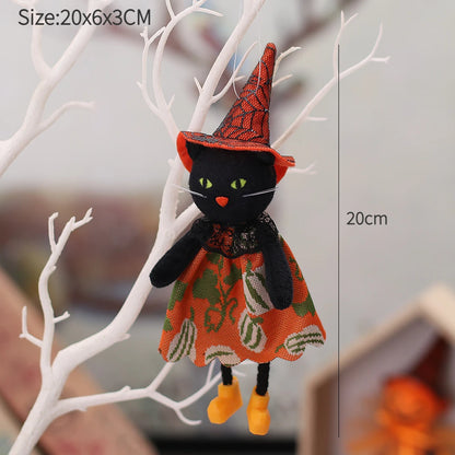 Halloween Hanging Witch & Pumpkin Dolls – Spooky Cute Tree Decorations for Home or Party