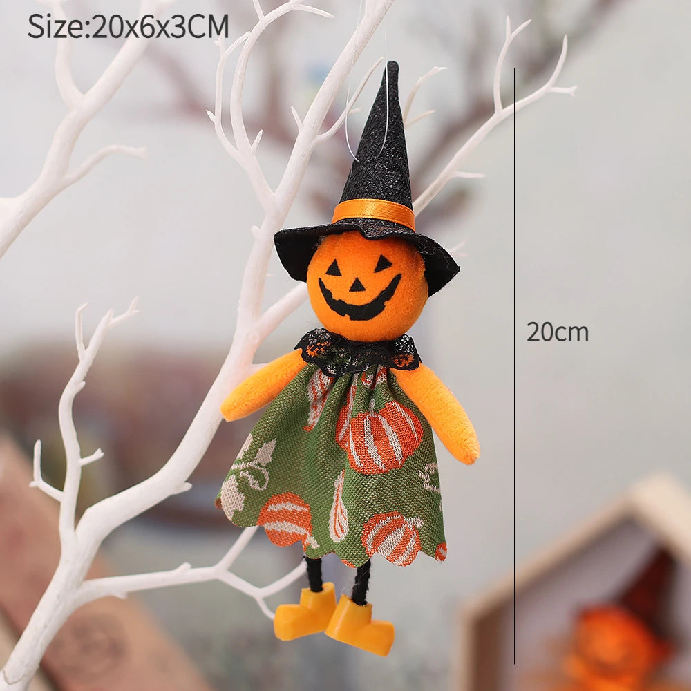 Halloween Hanging Witch & Pumpkin Dolls – Spooky Cute Tree Decorations for Home or Party