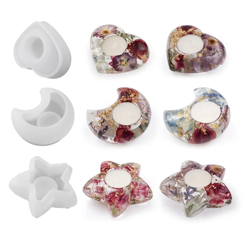 Mystic Silicone Mould – Moon, Star & Heart Shapes for Resin or Candle Making