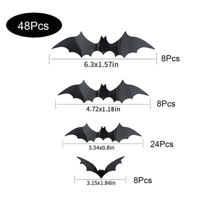 3D Halloween Bat Wall Stickers – Removable Spooky Décor for Home or Party