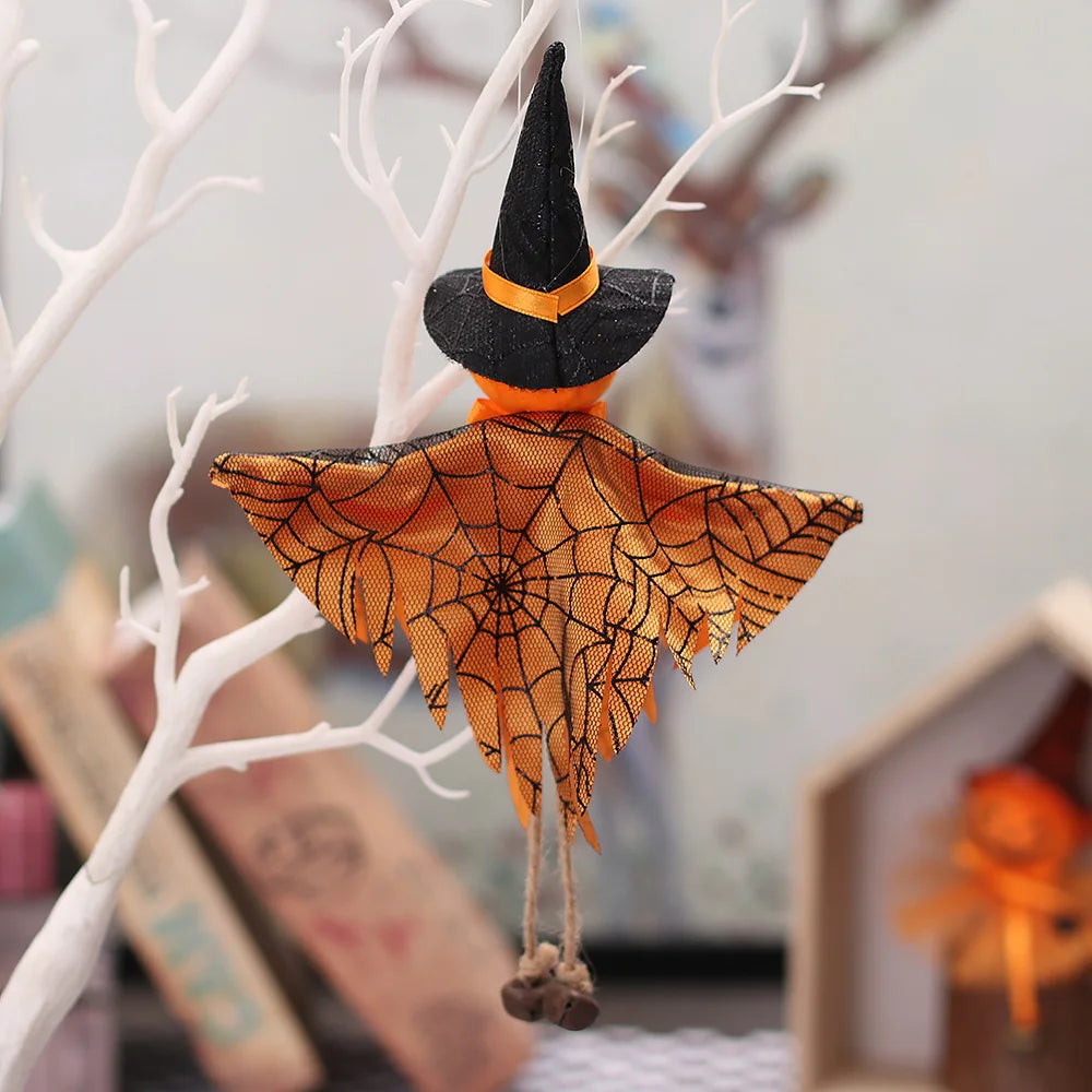 Halloween Hanging Witch & Pumpkin Dolls – Spooky Cute Tree Decorations for Home or Party