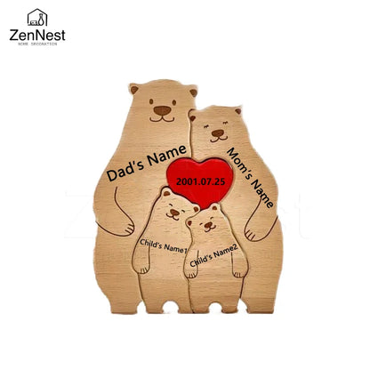 Celebrate Family with a Personal Touch – Custom Wooden Bear Puzzle