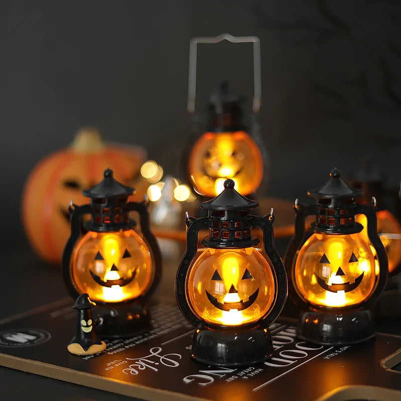 Haunted Pumpkin Lantern – Retro LED Halloween Light for Spooky Indoor & Outdoor Decor
