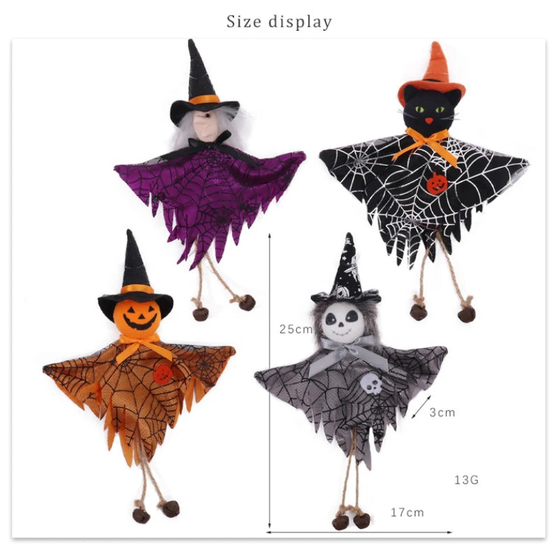 Halloween Hanging Witch & Pumpkin Dolls – Spooky Cute Tree Decorations for Home or Party