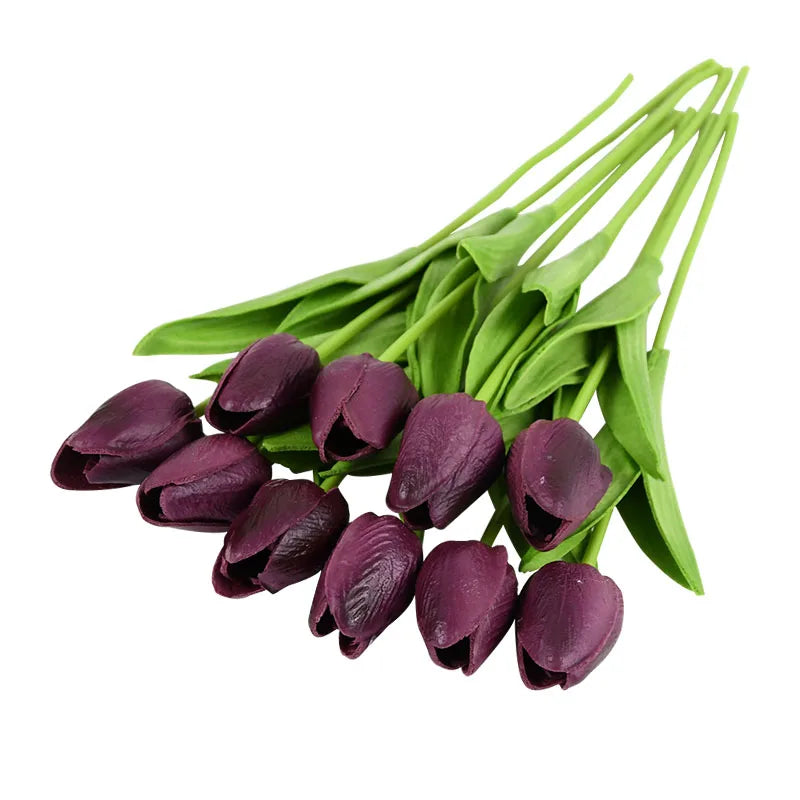10PCS Realistic Artificial Tulip Bouquet – Everlasting Beauty in Full Bloom