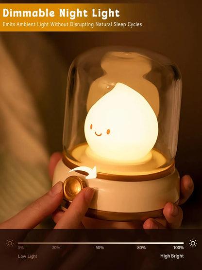 CosyGlow™ Dimmable LED Bedside Lamp – Cute, Rechargeable & Flame-Free Ambience