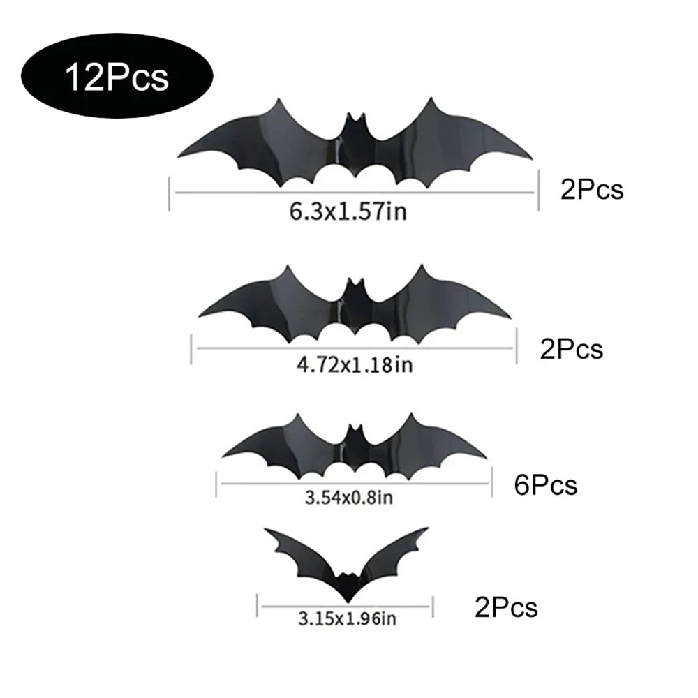 3D Halloween Bat Wall Stickers – Removable Spooky Décor for Home or Party