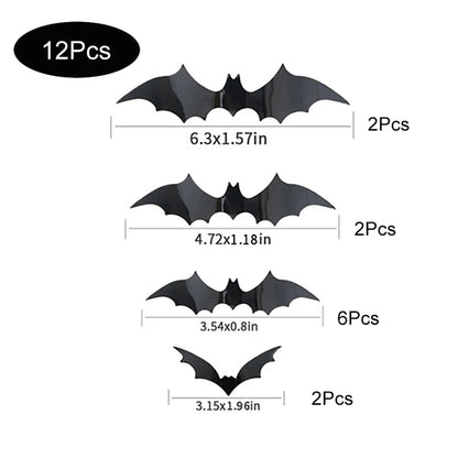 3D Halloween Bat Wall Stickers – Removable Spooky Décor for Home or Party