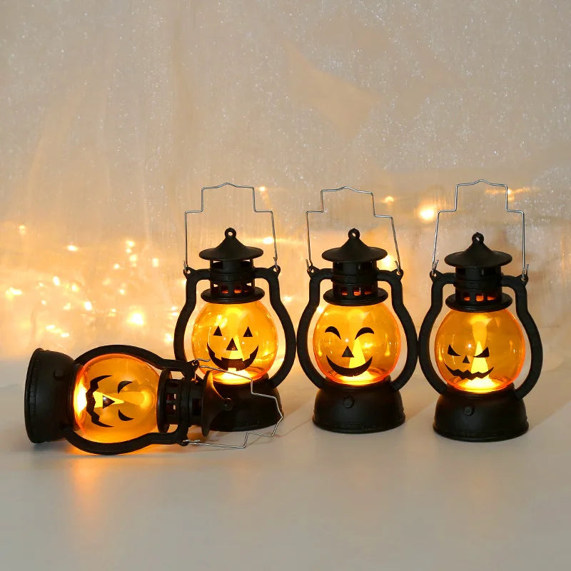 Haunted Pumpkin Lantern – Retro LED Halloween Light for Spooky Indoor & Outdoor Decor