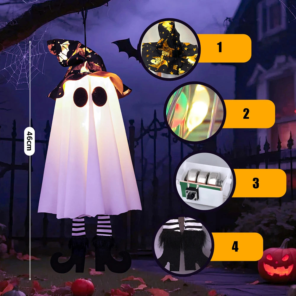 LED Hanging Halloween Ghosts – Light-Up Outdoor Decorations for Spooky Nights (1/2/3 pcs)