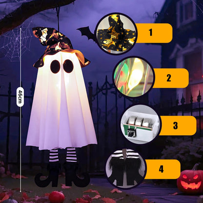 LED Hanging Halloween Ghosts – Light-Up Outdoor Decorations for Spooky Nights (1/2/3 pcs)