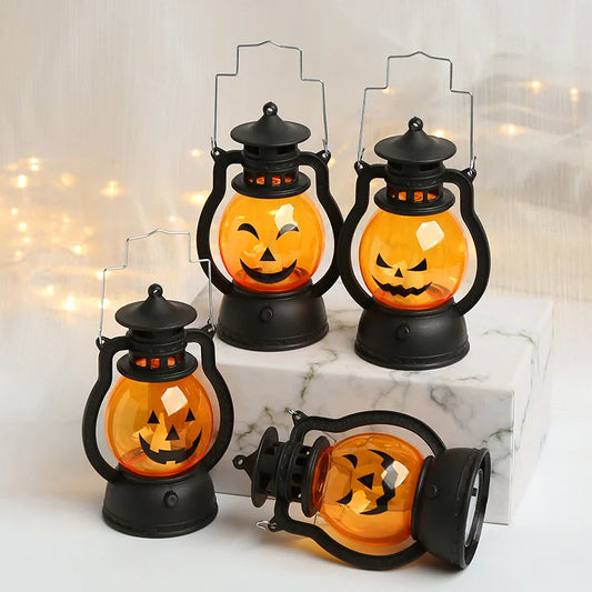 Haunted Pumpkin Lantern – Retro LED Halloween Light for Spooky Indoor & Outdoor Decor