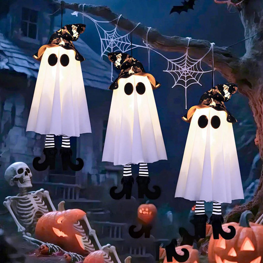 LED Hanging Halloween Ghosts – Light-Up Outdoor Decorations for Spooky Nights (1/2/3 pcs)