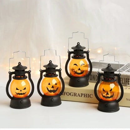 Haunted Pumpkin Lantern – Retro LED Halloween Light for Spooky Indoor & Outdoor Decor
