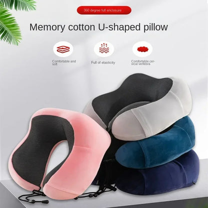 Memory Foam Travel Neck Pillow – U-Shaped Orthopaedic Support Cushion for Airplane & Home Use