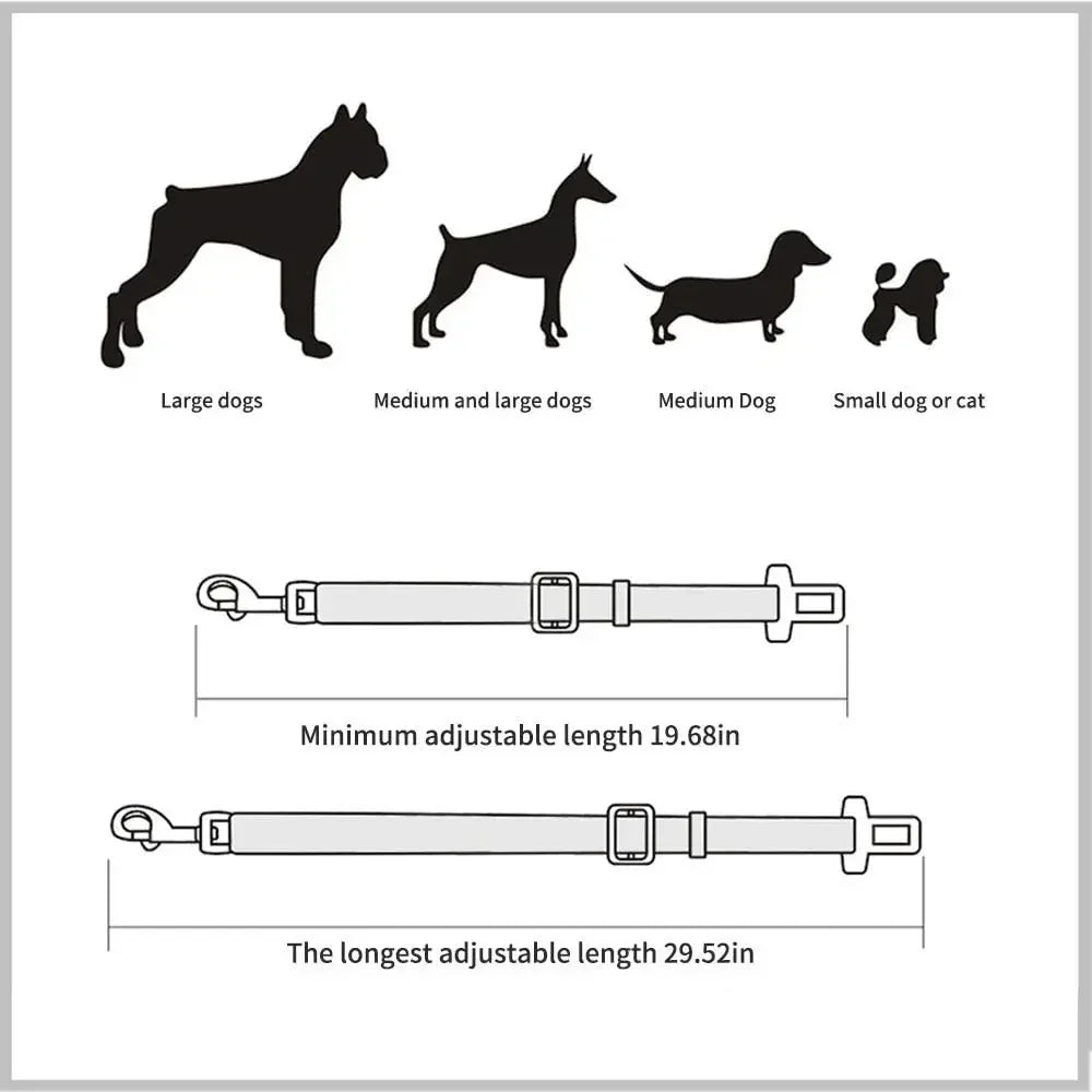 Adjustable Pet Car Seat Belt – Safety Harness Lead for Dogs & Cats