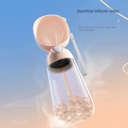 Portable Dog Water Bottle – Travel Drinking Cup with Optional 2-in-1 Food Dispenser