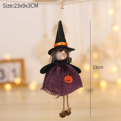 Halloween Hanging Witch & Pumpkin Dolls – Spooky Cute Tree Decorations for Home or Party
