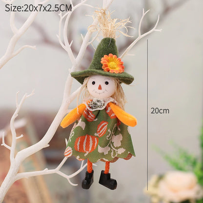 Halloween Hanging Witch & Pumpkin Dolls – Spooky Cute Tree Decorations for Home or Party