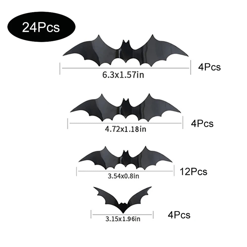 3D Halloween Bat Wall Stickers – Removable Spooky Décor for Home or Party