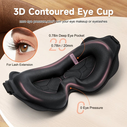 3D Memory Foam Sleep Mask – Soft Light-Blocking Eye Cover for Travel, Relaxation & Deep Sleep