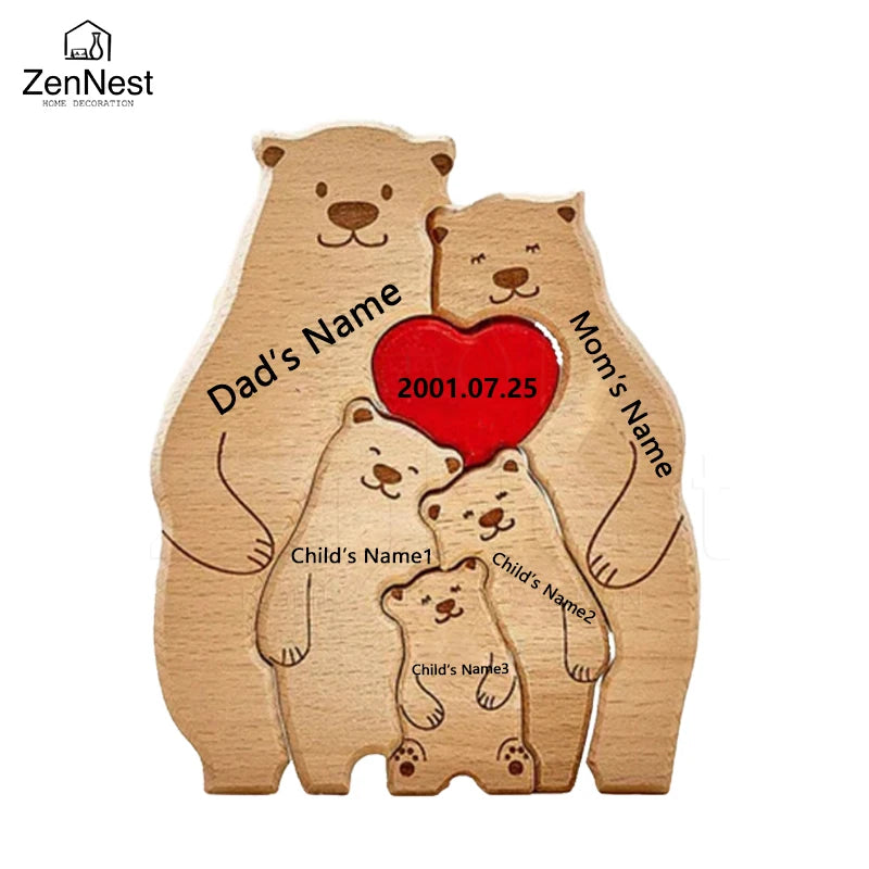 Celebrate Family with a Personal Touch – Custom Wooden Bear Puzzle