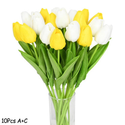 10PCS Realistic Artificial Tulip Bouquet – Everlasting Beauty in Full Bloom