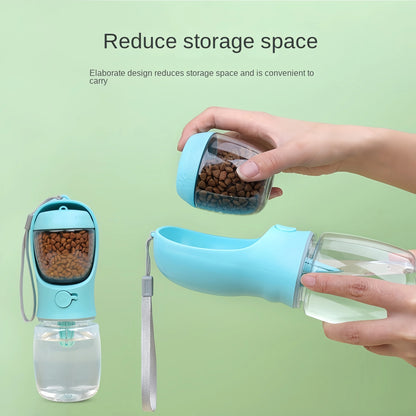 2-in-1 Portable Pet Water Bottle with Food Storage – Leakproof Travel Feeder for Dogs & Cats